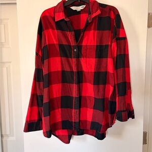Women’s Plus Size Old Navy Red and Black Plaid Boyfriend Shirt